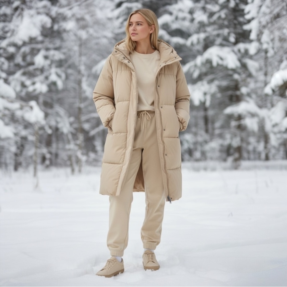 Amazon Essentials Women's Long Puffer Coat in Beige - Picture 8 of 8